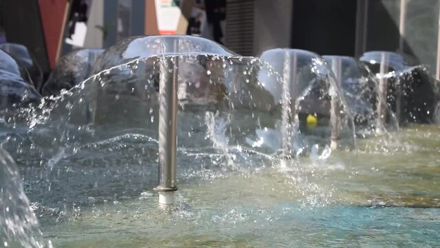 Fountain in the complex of Bharat Mandapam formally known as Pragati Maidan in Delhi India, working fountain in the Bharat Mandapam complex, water in the fountain, fountain in the Bharat Mandapam Park