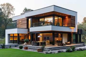 Modern house with wood accents