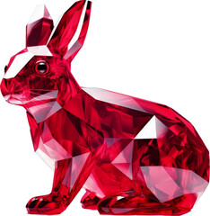 rabbit,red crystal shape of rabbit,rabbit made of crystal isolated on white or transparent background,transparency 