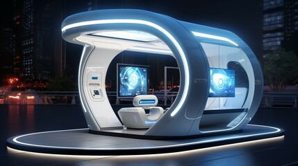 A sleek and modern office booth.