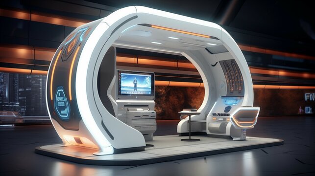 A sleek and modern office booth.