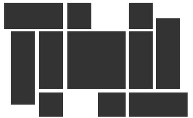 Photo collage template. Moodboard layout. Mood board background. Mosaic picture frame. Scrapbook grid. Gallery banner. Retro photo frame. Album brandboard. Set portfolio images. Vector illustration