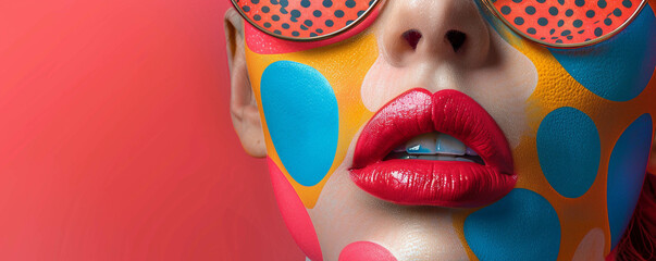 Bright patterns and Pop Art lips merging fashion with iconic visual statements