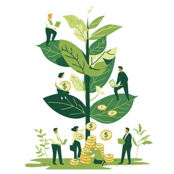 green-sustainable earth with businessmen, esg, green economy and green finance