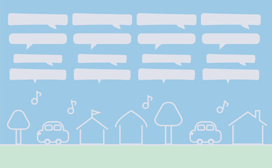 吹き出しと町並み