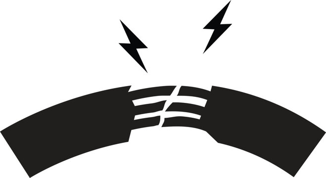 Cable break icon. Damaged wire sign. Loose connection logo. flat style.