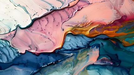 Ink, paint, abstract. Closeup of the painting. Colorful abstract painting background....