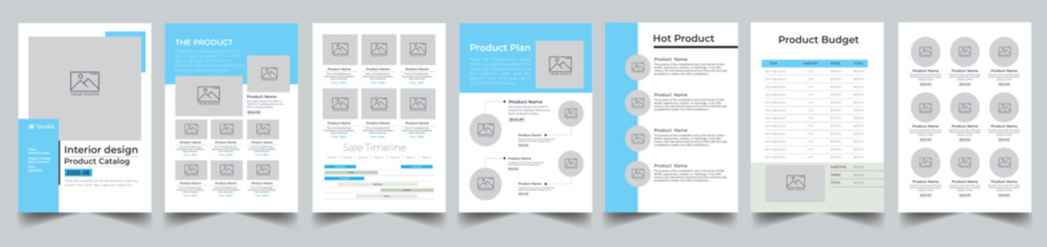 Product catalog design layout template with cover page design 