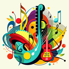 Abstract Musical Notes Composition - Creative Music Concept