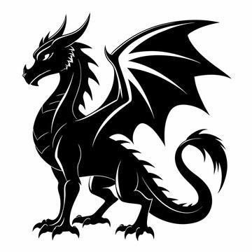 recommend clip art: Fantasy Dragon Silhouette - Mythical Creature Outline
