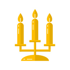 Yellow candle candlestick frame light doodle icon flat vector design