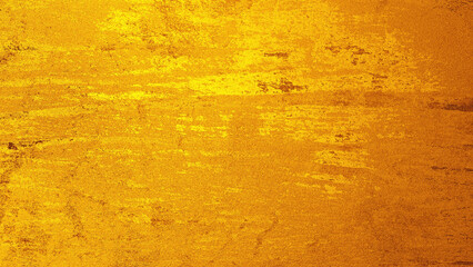 Smudged concrete or cement wall background with shiny golden brown gradient illumination. For backdrops, banners