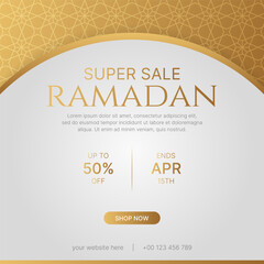 Obraz premium Islamic Arabic Luxury Ramadan Kareem Eid Mubarak Sale Banner