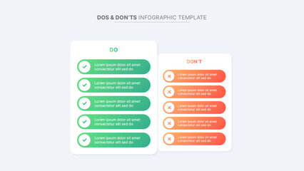 Circle Round Dos and Don'ts, Pros and Cons, VS, Versus Comparison Infographic Design Template	