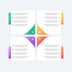 Four 4 Steps Options Matrix Business Infographic SWOT Analysis Design Template