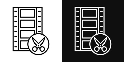 Film editing icon set. Vector illustration