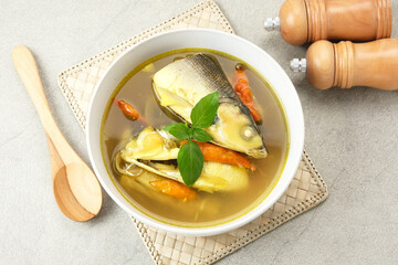 Pindang serani, fish soup with sour and spicy salty spices. Indonesian Food
