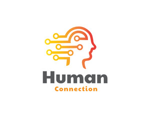 wire connect human brain head creative logo icon symbol design template illustration inspiration