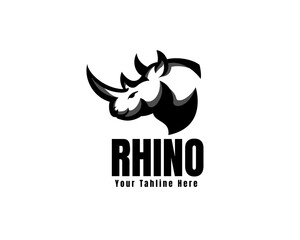 simple side rhino art logo icon symbol design template illustration inspiration