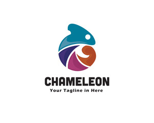 simple abstract circle chameleon logo icon symbol design template illustration inspiration © syafart