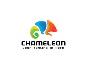 colorful chameleon pieces logo icon symbol design template illustration inspiration © syafart