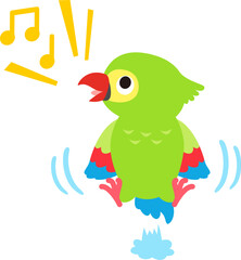 飛び跳ねて遊ぶオウム