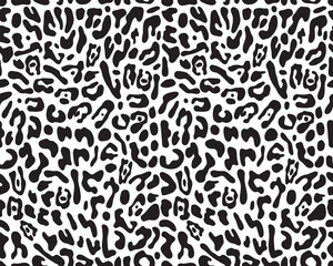 Seamless pattern of leopard leather, black color on a white background	
