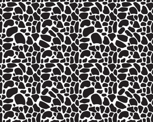 Seamless pattern of giraffe leather, black color on a white background