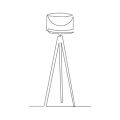 Continuous single line floor lamp decoration interior furniture. One line drawing of Living room with modern furniture vector illustration