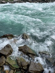 waves crashing on rocks