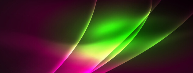 Neon light glowing waves and lines background set for wallpaper, business card, cover, poster, banner, brochure, header, website