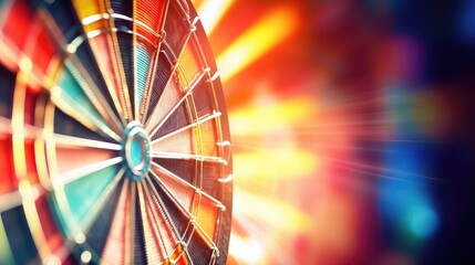 Capture the precision of a dart hitting the bullseye on a dartboard in a dramatic close-up shot. Ai Generated