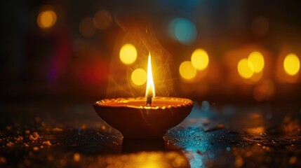 Illuminate the darkness with the warm glow of a Diwali festival light, Ai Generated - obrazy, fototapety, plakaty