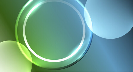 Neon glass circle copyspace for your text or product presentation geometric background. Vector illustration For Wallpaper, Banner, Background, Card, Book Illustration, landing page