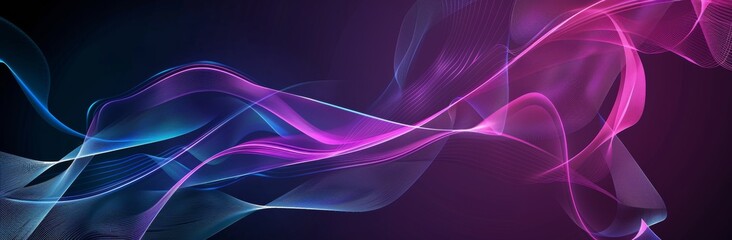 Waveform Symphony Technology Background featuring Creative Abstract Waves and shapes in Mesmerizing Shades of Purple and Blue