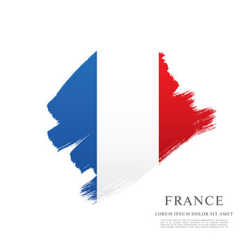 Flag of France, vector illustration, brush stroke background
