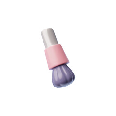 3D makeup brush, vector cartoon pink makeup brush, beauty cosmetic product accessory for perfect skin tone, cheek blush