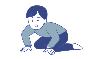 土下座しながら言い訳をする夫のシンプルイラスト