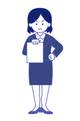 決定的な証拠を突きつける女性のシンプルイラスト