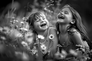 Innocent laughter and carefree games frozen in time, evoking memories of childhood joy
