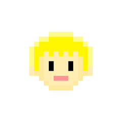 ドットで描かれた短い金髪の人の顔