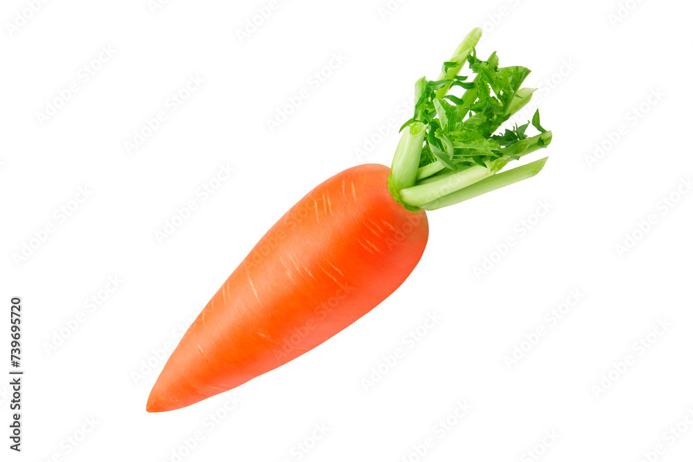 Wall mural fresh carrot with leaf isolated on white background.