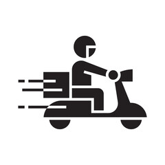 Shipping fast delivery man riding motorcycle icon symbol, Pictogram flat design for apps and websites, Track and trace processing status, Isolated on white background, Vector illustration