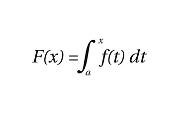 First Fundamental Theorem of Calculus on the white background. Education.  Science. Vector illustration.