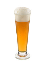 cold beer glasses on cutout background