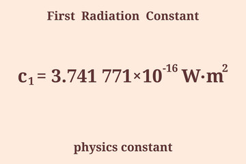First Radiation Constant. Physics constant. Education. Science. Vector illustration.