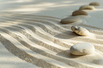Fototapeta na wymiar Zen-inspired scenery with stones and sand, fostering meditation
