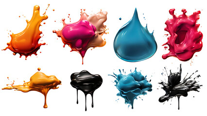 set of Vibrant Paint Splatters and Shapes isolated with alpha