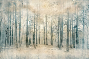 Fototapeta na wymiar Quiet, swaying trees in a secluded forest, their branches gently rustling in the breeze