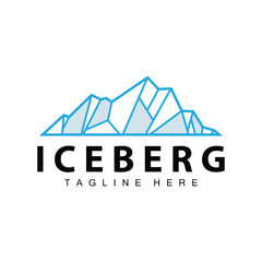 Iceberg Logo, Antarctica Logo Design, Simple Nature Landscape Vector Illustration Template